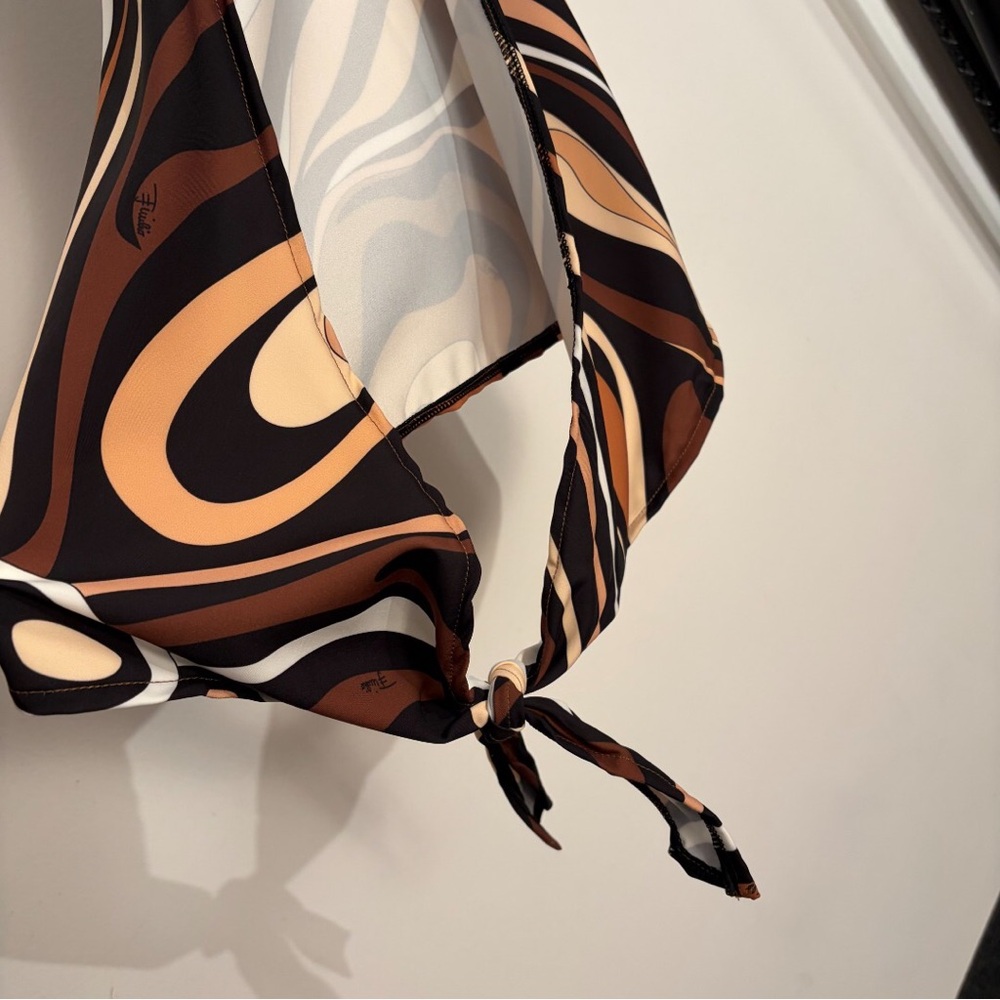 Emilio Pucci Brown, Black & Cream Swirl Halter Crop Top - Picture 8 of 8